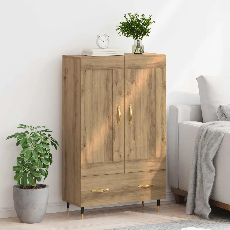 vidaXL Highboard Artisan Eiken 69,5 x 31 x 115 cm Bewerkt hout, foto 4
