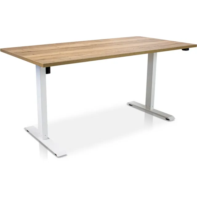Multi Ratio Zit-sta bureau elektrisch verstelbaar - MRC EASY | 160 x 80 cm | inclusief stekkerdoos en kabelklemmen | frame wit - blad robuust eiken Wit frame