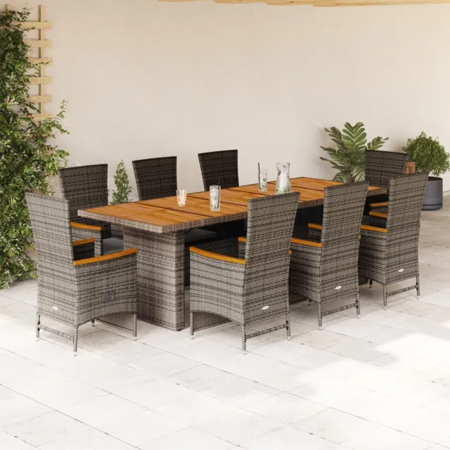 vidaXL 9-delige Tuinset met kussens poly rattan grijs, foto 2