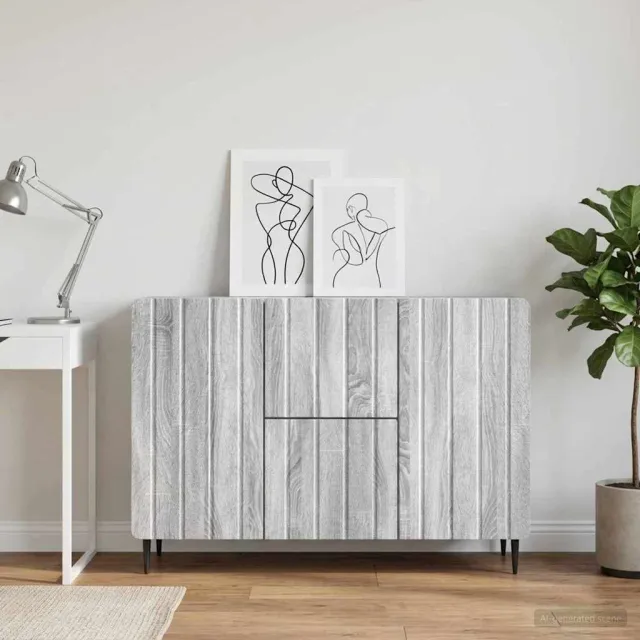 vidaXL Dressoir met lade Grijs sonoma 89 x 34,5 x 62 cm Bewerkt hout, foto 2