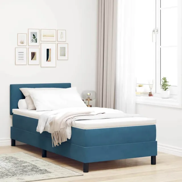 vidaXL Boxspringbed met hoofdeinde Donkerblauw 190 x 90 cm Fluweel
