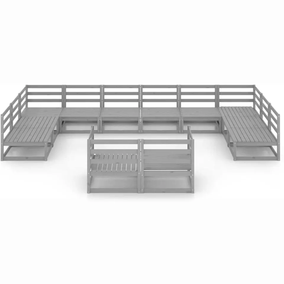 vidaXL 12-delige Loungeset massief grenenhout Grijs