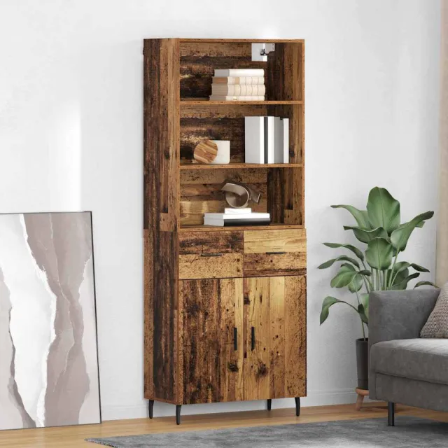 vidaXL Hoge kast 2 st Oud Hout 69,5 x 32,5 x 180 cm Bewerkt hout Bruin