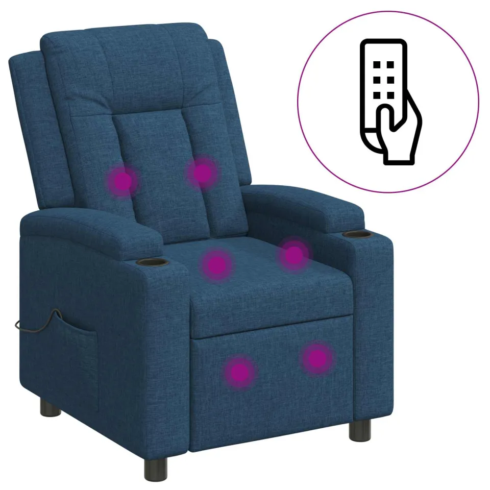 vidaXL Massage-relaxstoel Blauw 75 x 95 x 100 cm Stof, foto 2