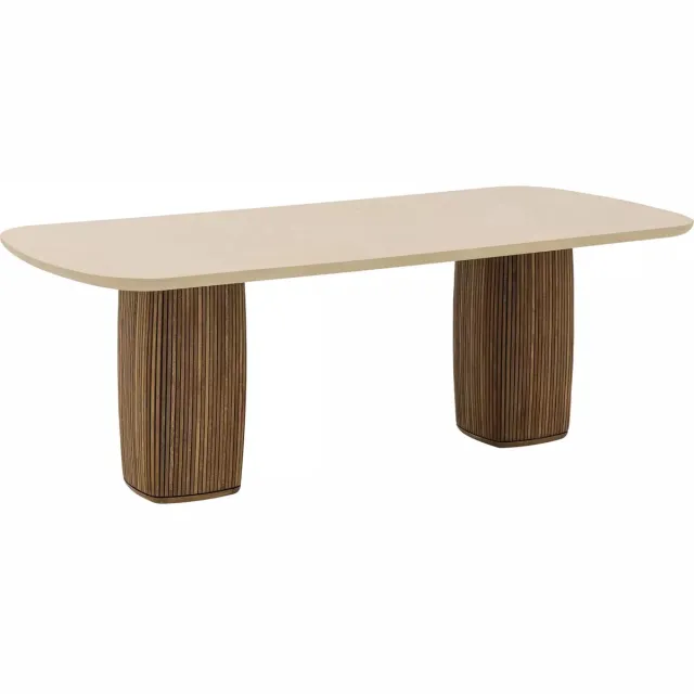 Goossens Eettafel Nova - 220 x 77 x 100 - mortex - beige - rechthoekig - 6 personen light sand