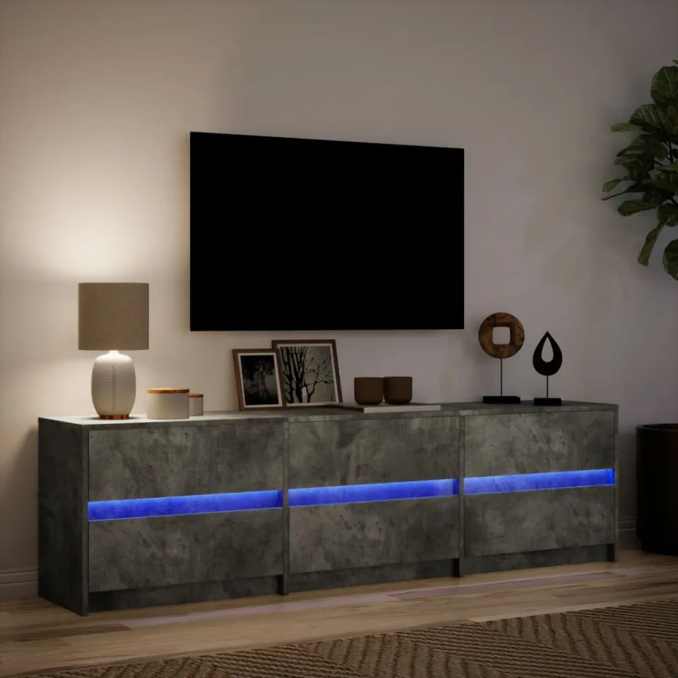vidaXL Tv-meubel met LED 180x34x50 cm bewerkt hout betongrijs grijs, foto 4