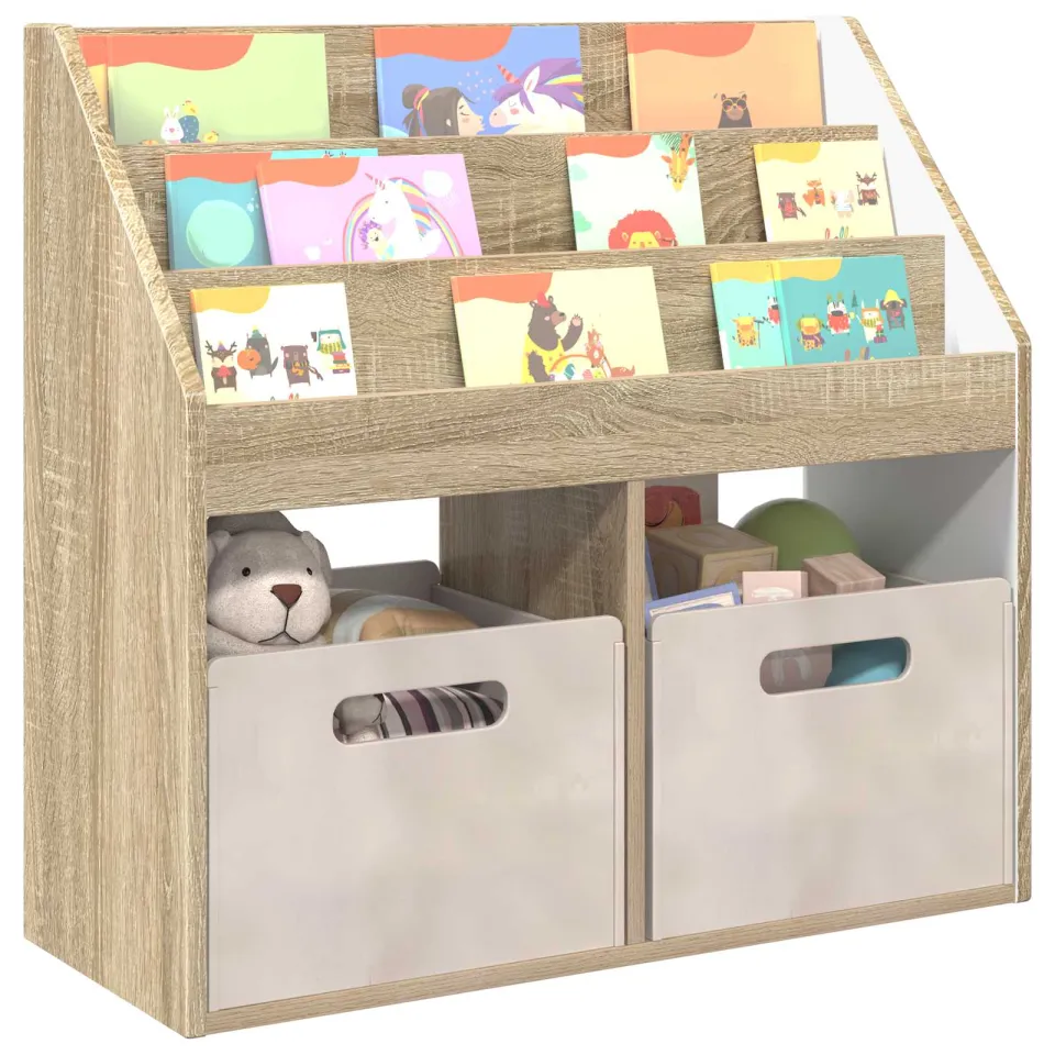vidaXL Kinderen Boekenkast met opslag Sonoma Eiken 72,5 x 29,5 x 69 cm Bruin