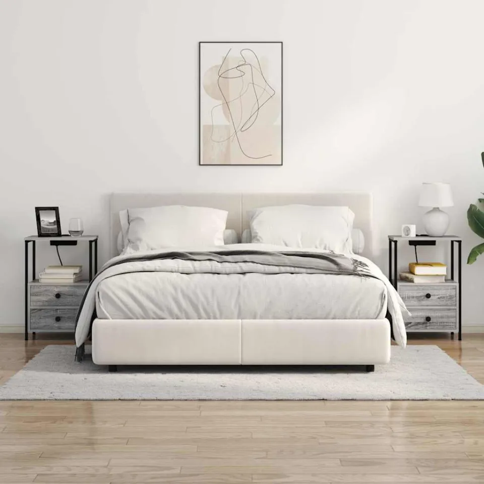vidaXL Nachtkastje Grijs Sonoma 40 x 31 x 60 cm Bewerkt hout, foto 3