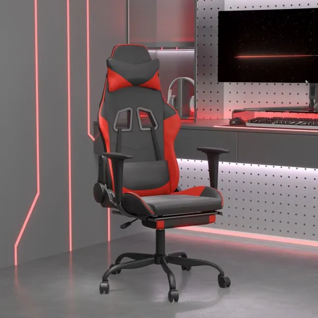 vidaXL Gamestoel - met - voetensteun - kunstleer - zwart - en - rood zwart en rood