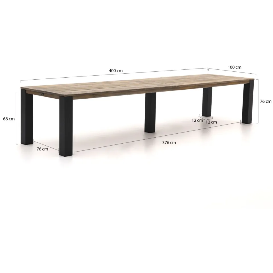 ROUGH Furniture ROUGH-X dining tuintafel 400x100x76cm bruin, foto 2