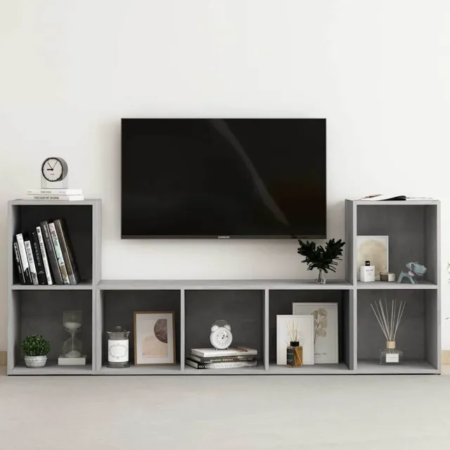vidaXL 3-delige Tv-meubelset bewerkt hout betongrijs grijs, foto 2