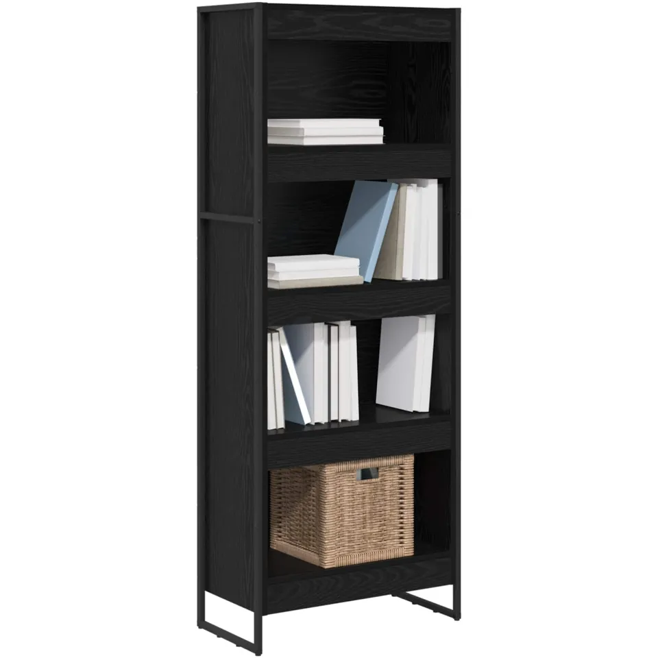 vidaXL Boekenkast 60 x 30 x 155 cm Bewerkt hout Zwart Eiken