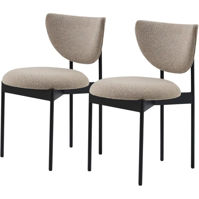 Welltin Eetkamerstoelen Set van 2 - Scandinavische Eetkamerstoel - Stoffen Bekleding - Comfortabele Zitplaats - Moderne Keukenstoel - Minimalistisch Design - Ergonomische Rugleuning - Woonkamerstoel - Eenvoudige Montage - Beige