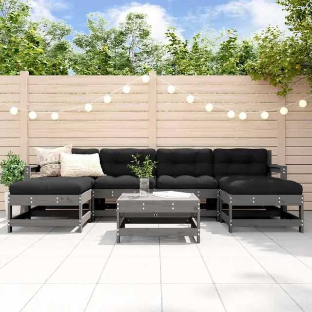 vidaXL 7-delige Loungeset met kussens massief hout grijs, foto 2