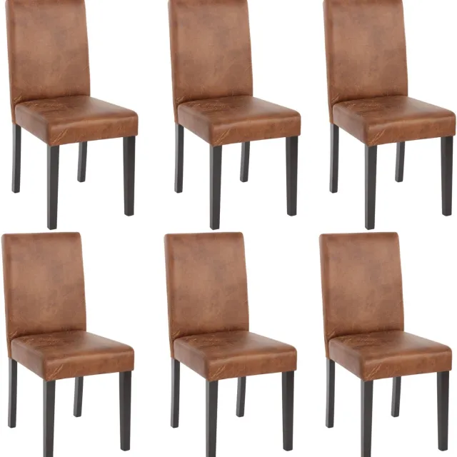 Cosmo Casa Set van 6 eetkamerstoelen Keukenstoel Littau ~ textiel, imitatiesuède, donkere poten