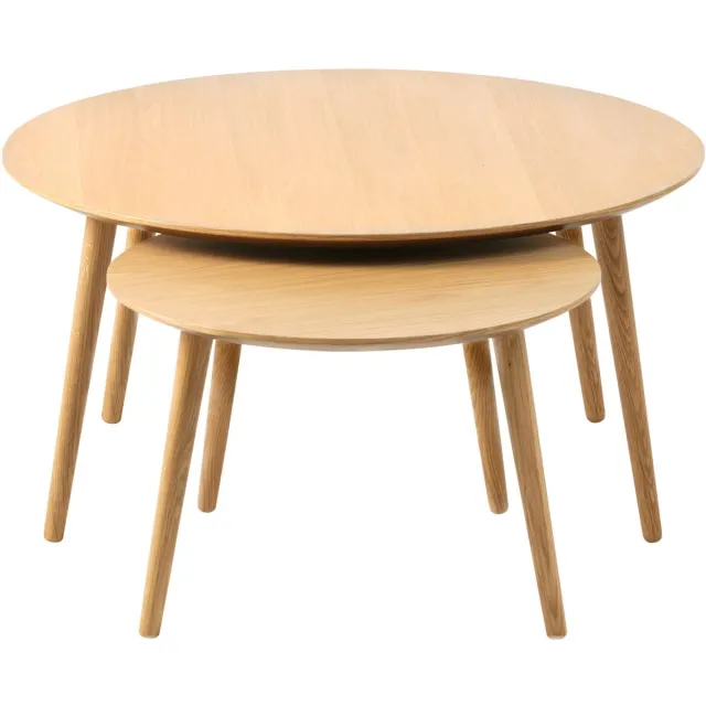 Hygge Interiors Salontafel Rond Naturel - Eikenhout - Set van 2 - House Nordic