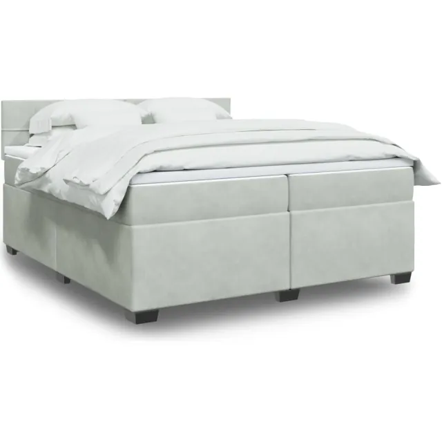 vidaXL Boxspring met matras fluweel lichtgrijs 200x200 cm grijs
