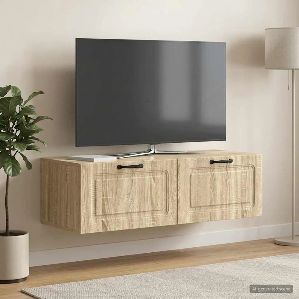 vidaXL Wandbeugel TV-kast Sonoma Eiken 98 x 41 x 30 cm Bewerkt hout, foto 4