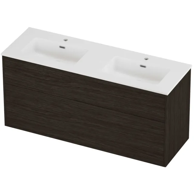 Proline Tribute Badmeubelset Porselein Elegant 2 Laden 140x46x67 cm Mat White Mokka Oak Eiken