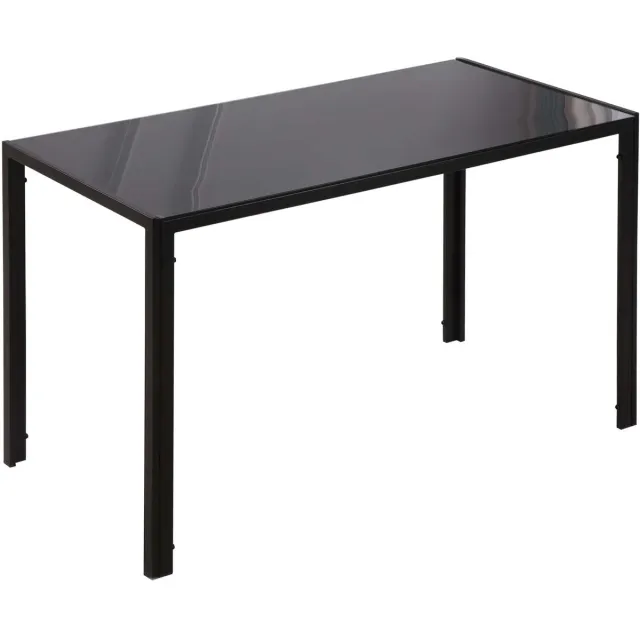Homona Eettafel - Voor 4 personen - Met gehard glazen blad en metalen frame - Met vloerbeschermers - 120 x 60 x 75 cm - Zwart