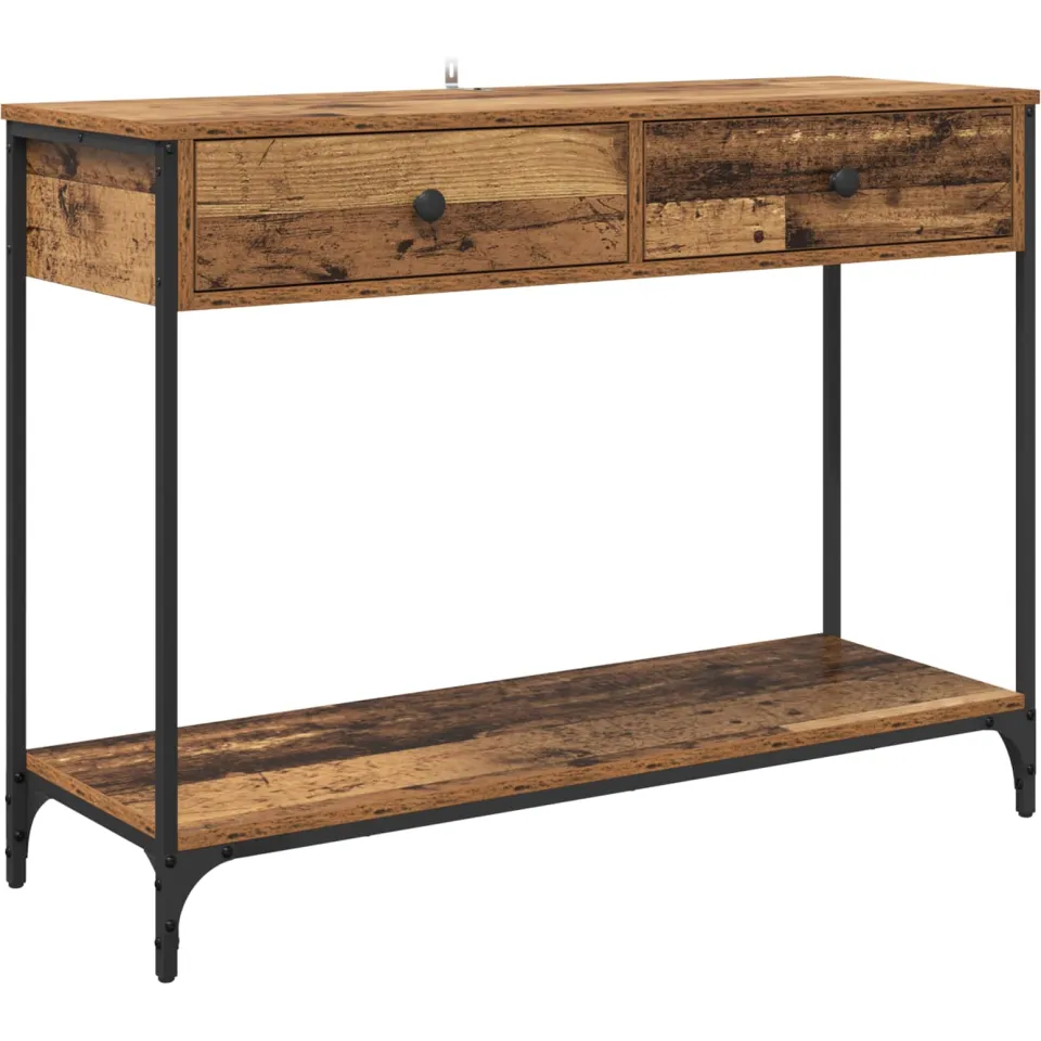vidaXL Wandtafel Oud Hout 100 x 34,5 x 75 cm Bewerkt hout bruin, foto 3