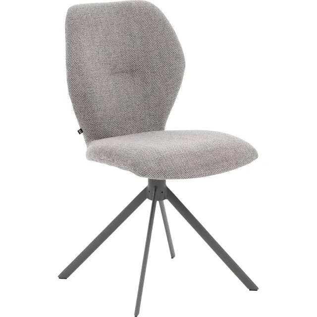 Goossens Eetkamerstoel Hera lichtgrijs stof leuning, modern design stof grof geweven lichtgrijs
