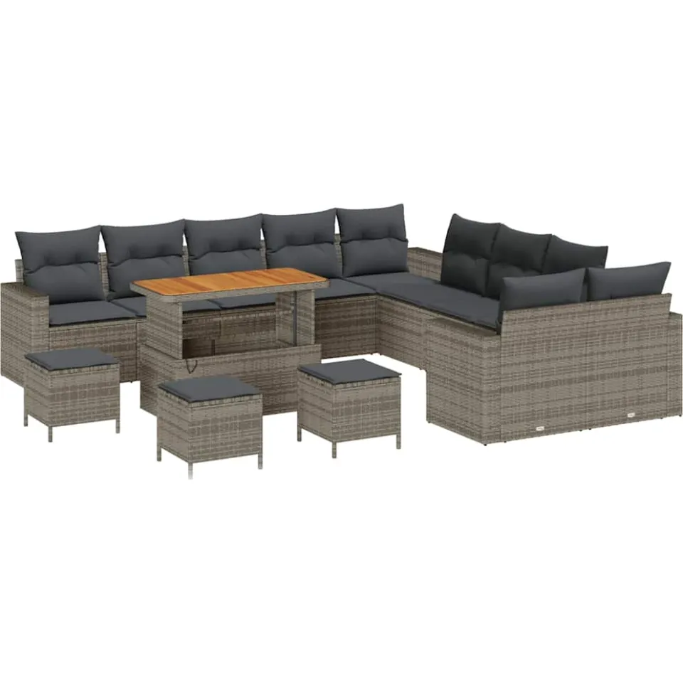 vidaXL Tuinbankenset 14 st Grijs poly rattan