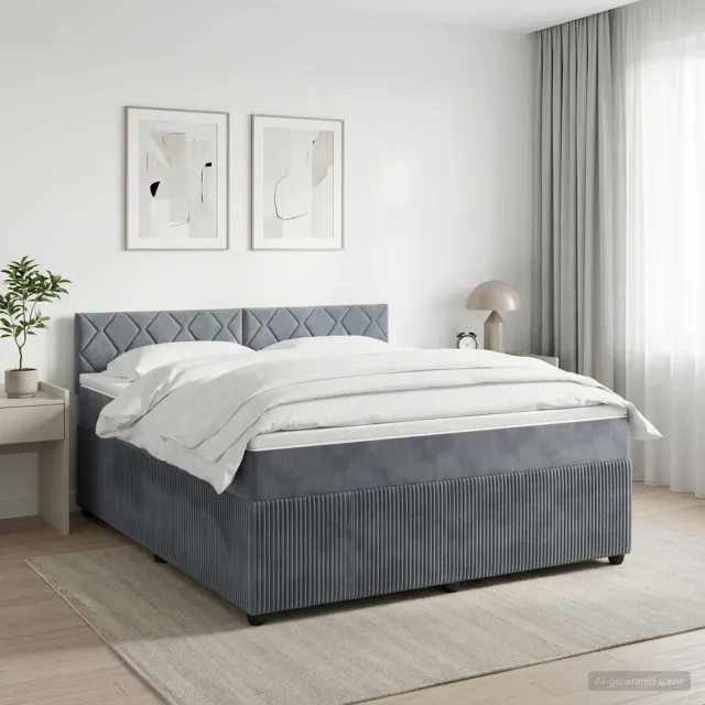 vidaXL Boxspringbed met matras Donkergrijs 140 x 200 cm Fluweel