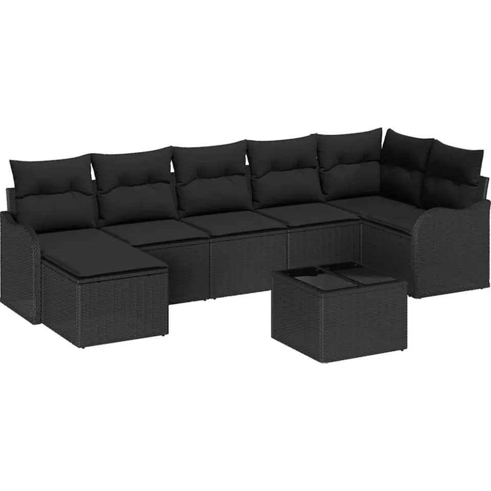 vidaXL Tuin Sofa Set 8 st Zwart poly rattan