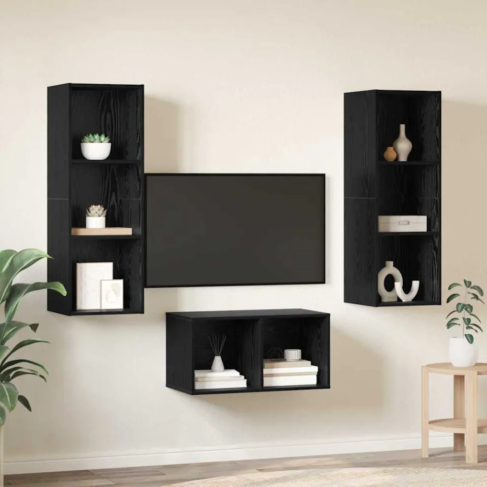 vidaXL Tv-meubelset 37 x 37 x 107 cm Zwart Eiken, foto 4