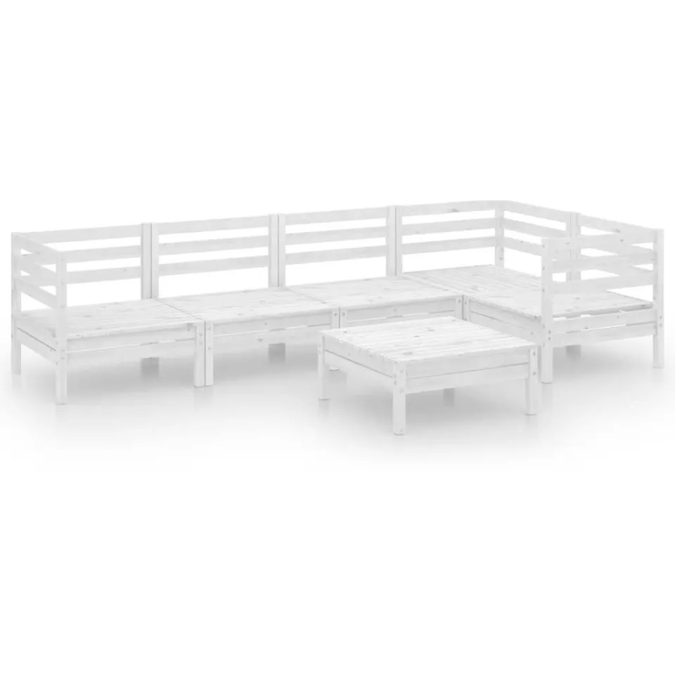 vidaXL 6-delige Loungeset massief grenenhout wit, foto 3