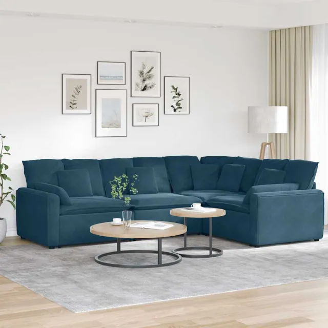 vidaXL Modulaire bank met kussens fluweel blauw