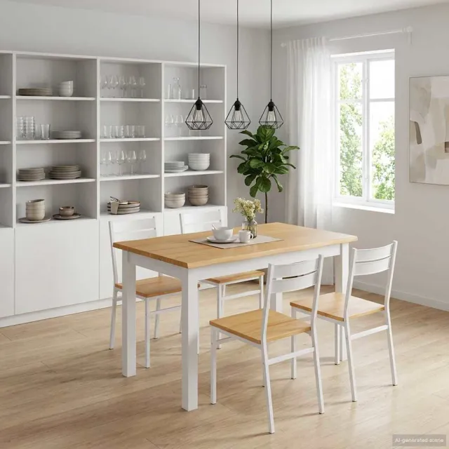 vidaXL Eettafel EKAI Wit 112 x 70 x 76,5 cm Massief grenenhout