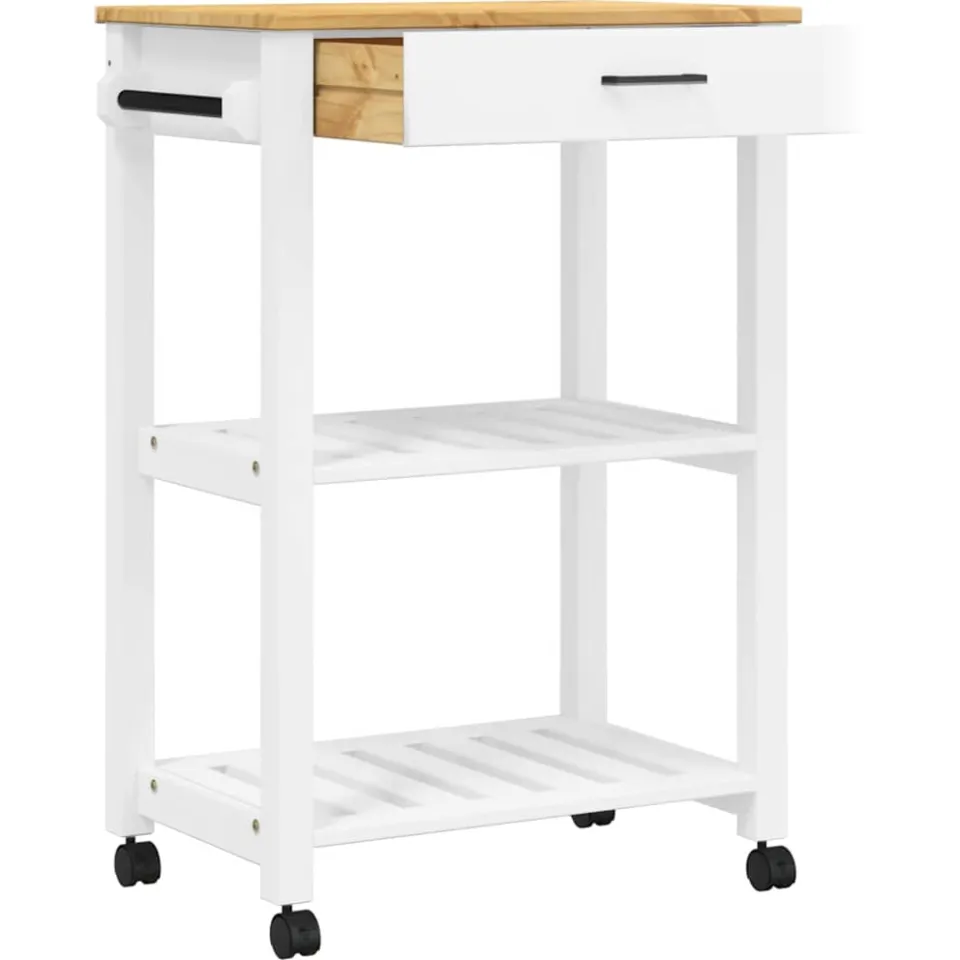 vidaXL Keukentrolley MONZA 60x40x88,5 cm massief grenenhout wit, foto 4
