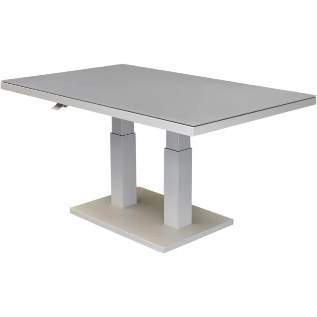 AVH-Collectie New York lounge-diningtafel 140x85xH49-72 in hoogte verstelbaar aluminium latte glass top Zand / Latte / Linen