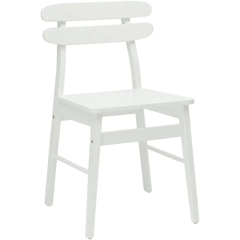 vidaXL Eetkamerstoel 2 st Massief Rubberhout Wit 43,5 x 44,5 x 77,5 cm, foto 4