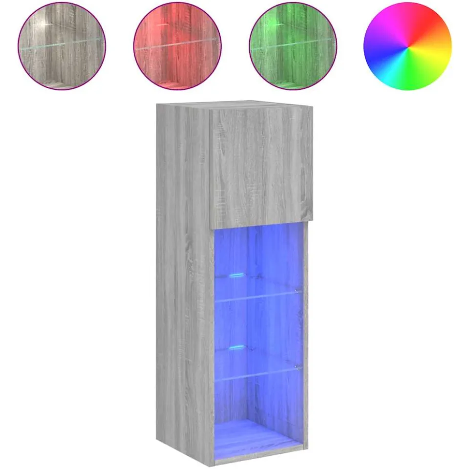 vidaXL Tv-meubel met LED-verlichting 30,5x30x90 cm grijs sonoma eiken
