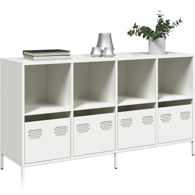 vidaXL Dressoir 135x39x73,5 cm koudgewalst staal wit