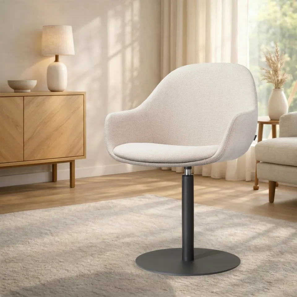Nolon Niva-Mae draaibare tulp eetkamerstoel beige - mat zwart onderstel, foto 2