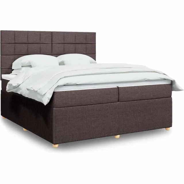 vidaXL Boxspring met matras stof donkerbruin 200x200 cm bruin