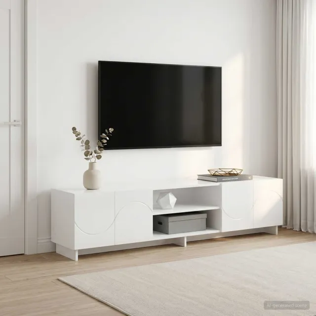 vidaXL TV-standaard 180 x 34,5 x 40 cm Hoogglans Wit Bewerkt hout