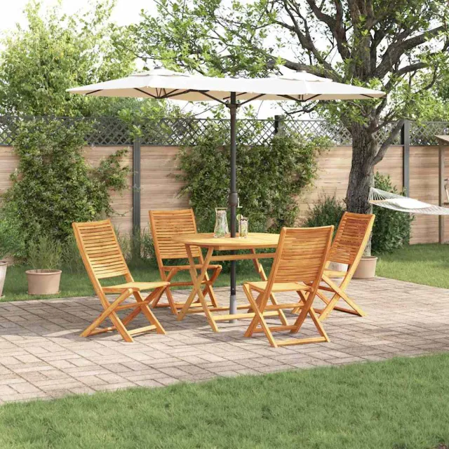 vidaXL Tuin eettafelset 5 st Bruin Massief Acaciahout