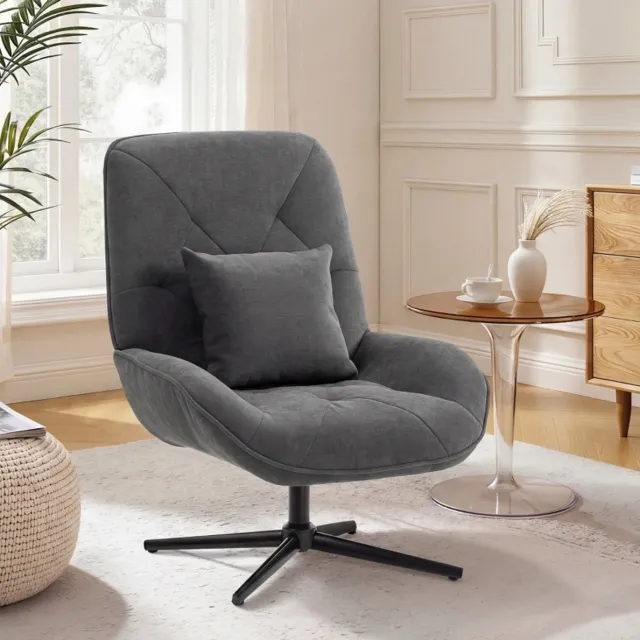 MODFU Draaibare Fauteuil - Chenille - Lendenkussen - Donkergrijs