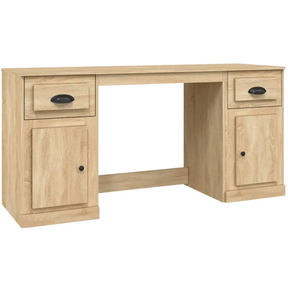 vidaXL Bureau met kast bewerkt hout sonoma eikenkleurig Bruin