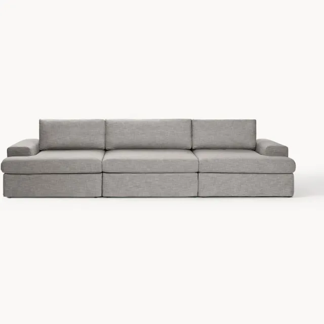 Westwing Collection Modulaire bank Russell (4-zits) met afneembare hoezen Grijs
