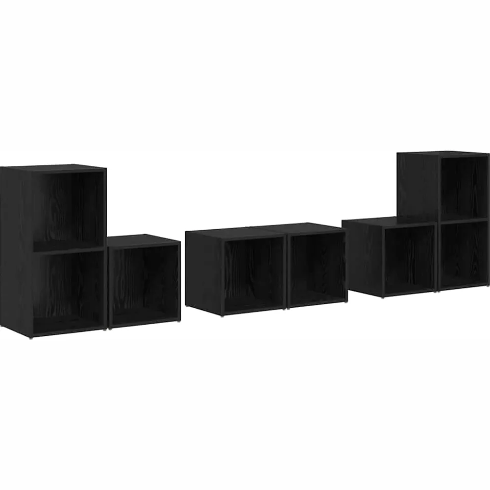 vidaXL Tv-meubelset 6 st 37 x 35 x 72 cm Zwart Eiken