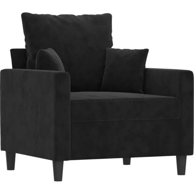 vidaXL Fauteuil - met - voetenbank - 60 - cm - fluweel - zwart