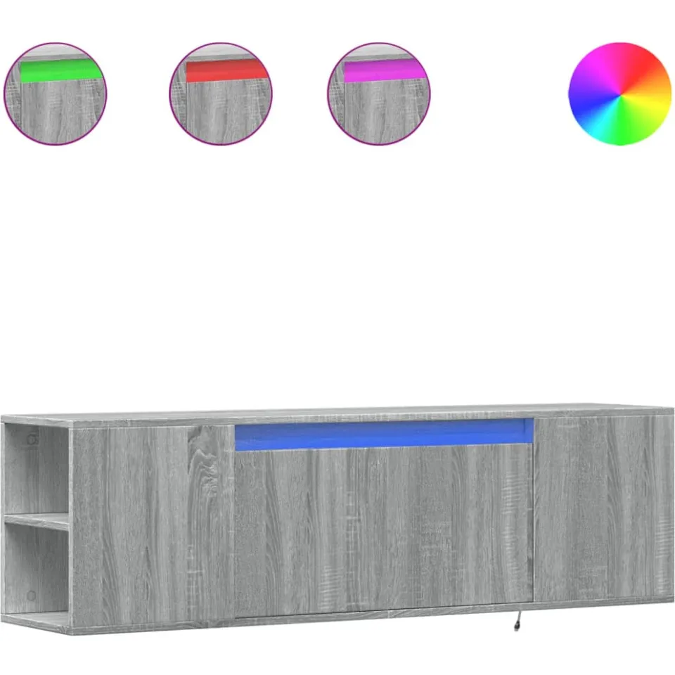 vidaXL Tv-wandmeubel met LED-verlichting 135x31x39,5 cm grijs sonoma, foto 3