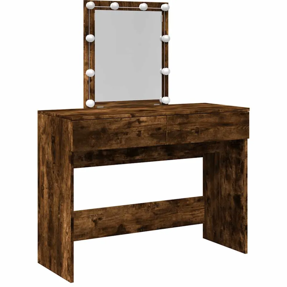 vidaXL Kaptafel met LED 100x40x130 cm gerookt eikenkleurig Bruin