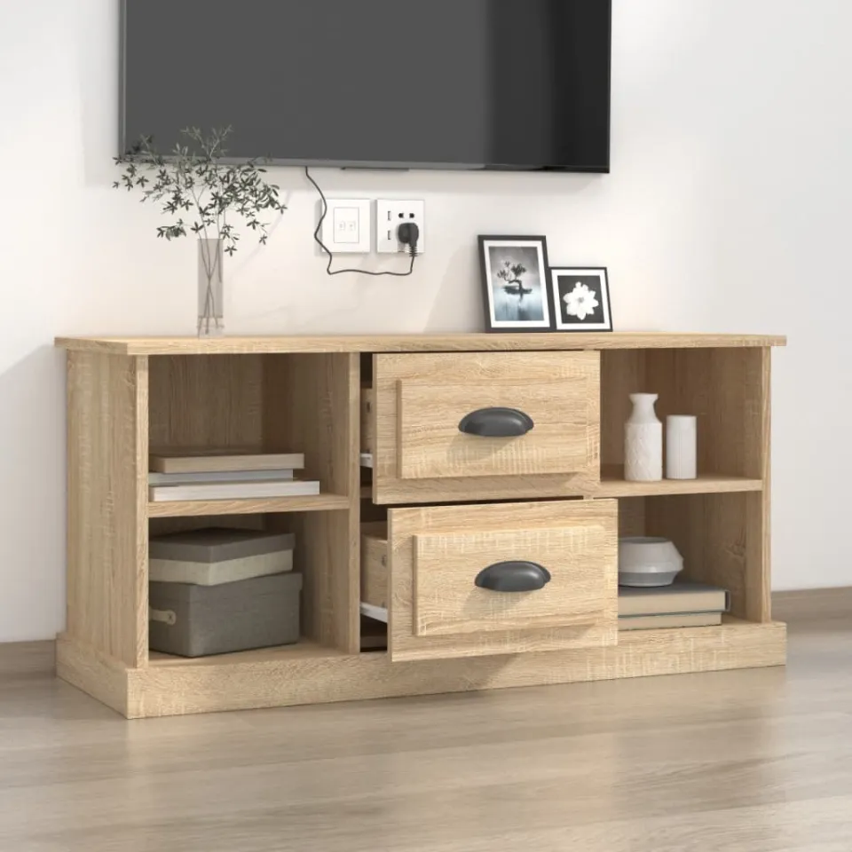 vidaXL Tv-meubel 99,5x35,5x48 cm bewerkt hout sonoma eikenkleurig, foto 3